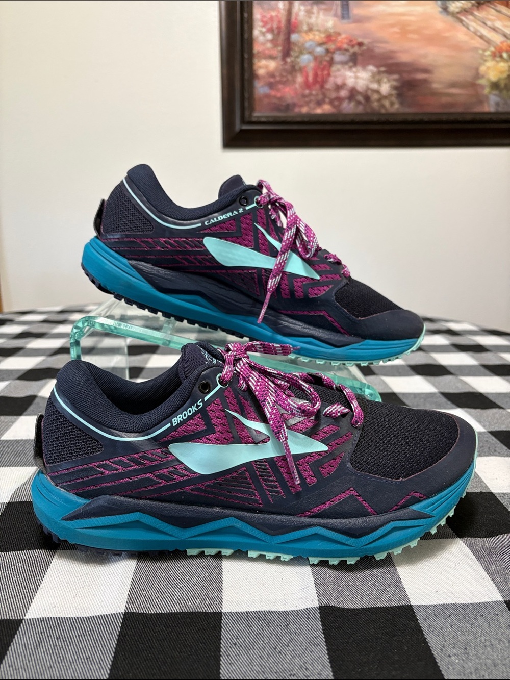 Brooks Women's Navy Blue Teal Purple Trail Running Shoes